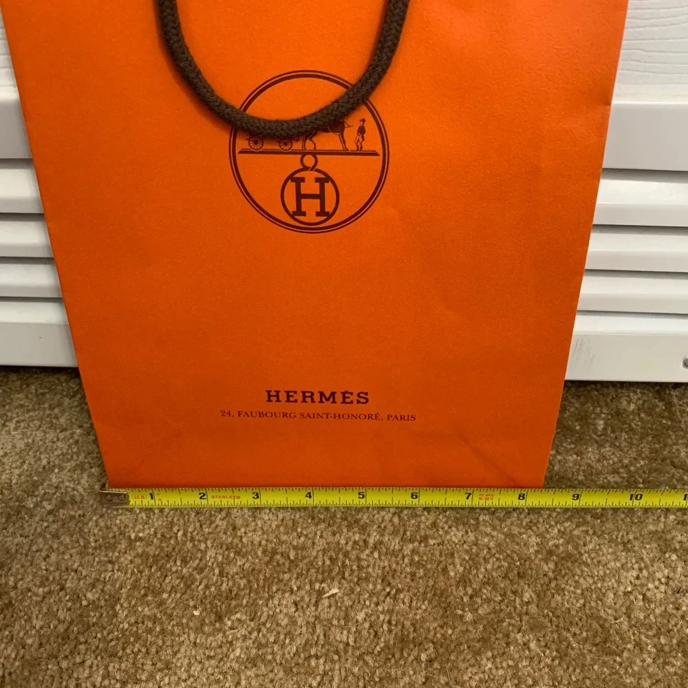 HERMES New Authentic Iconic Orange Paper Shopping Gift Bag